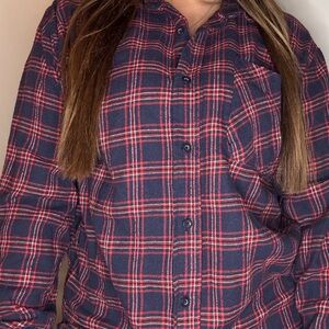 Unisex red and blue flannel. Size: M